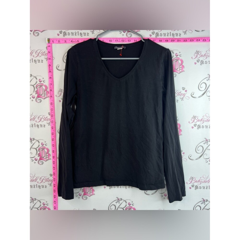 Dolcezza long sleeve shirt stretchy soft Black V-Neck Long Sleeve Tee -